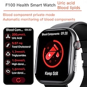 tanie Smartwatche-F100 inteligentny zegarek połączenie bluetooth 2.1 calowy duży ekran ekg hrv 24-godzinny monitor zdrowia tętna sos mężczyźni kobiety smartwatch