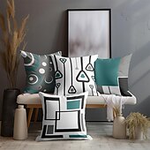 abordables style géométrique-Housse de coussin décorative à motif géométrique bleu, taie d&#039;oreiller carrée douce, pour chambre à coucher, salon, canapé, chaise, 4 pièces