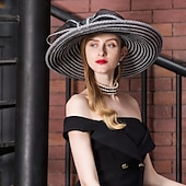 economico Cappelli per feste-cappelli copricapo cappello a secchiello in fibra cappello floscio cappello da sole da sposa casual elegante matrimonio con copricapo bowknot copricapo