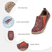 cheap Women&#039;s Sneakers-Women&#039;s Sneakers Flats Slip-Ons Print Shoes Slip-on Sneakers Daily Vacation Travel Floral National Totem Flat Heel Bohemia Vacation Casual Walking Canvas Loafer Yellow Red Blue