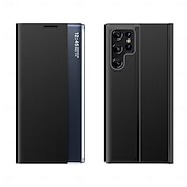 economico Cover Samsung-Custodia per telefono per Samsung Galaxy S24 S23 S22 S21 Ultra Plus A72 S25 Ultra Custodia a corpo intero Auto Sleep  Wake Up Flip magnetico con supporto di colore solido TPU PU