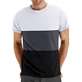 economico Magliette casual da uomo-Per uomo Maglietta Camicia a Maniche Corte Manica Corta Girocollo Primavera &amp; Estate Blocco di colori Moda Designer Essenziale Patchwork Vacanza Streetwear Uscire Vinaccia Nero Bianco Maglietta Top