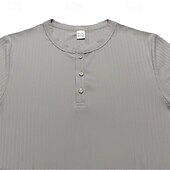 cheap Casual Henley Tee-Men&#039;s Button T Shirt T Shirt Henley Shirt Tee Short Sleeve V Neck Spring &amp; Summer Plain Pit Strip Fashion Designer Basic Vacation Street Going out Wine Black White Top Tee for Men