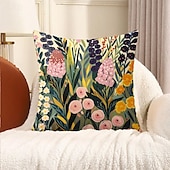 baratos estilo floral e plantas-1 pçs Veludo Cobertura de Almofada, Imprimir Simples Casual Quadrada Tradicional Clássico