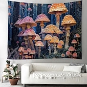 billige Trippy billedvev-sopp trehus hengende billedvev veggkunst stor billedvev veggmaleri dekor fotografi bakteppe teppe gardin hjem soverom stue dekorasjon