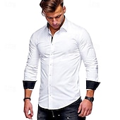 baratos camisas masculinas não de ferro-Homens Camisa Social Saia camisa de colarinho camisa de botão Tecido Casamento Festa Preto Branco Vinho Azul Marinho Escuro Manga Longa Aberto para a Lateral Primavera &amp; Outono Roupa