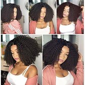 economico Parrucche di capelli veri senza cuffia-Cappelli veri Parrucca Corto Lungo Medio Afro crespo Afro Kinky Riccio Con frangia Nero Colore Naturale Natura nera Migliore qualità Molto spesso Attaccatura dei capelli naturale A macchina Senza