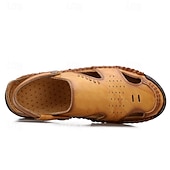 abordables Sandalias casuales-Hombre Sandalias Zapatos hechos a mano Microfibra Transpirable Cómodo Antideslizante Hebilla Amarillo-marrón Negro