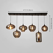 voordelige Eilandlichten-led kroonluchter eilandlicht 1/3/6/8/10/12 hoofden warm licht 25cm nordic restaurant creatieve persoonlijkheid lange lijn gerookte glazen lampen eetkamer woonkamer 110-240v