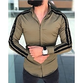 cheap Men&#039;s Button Up Shirts-Men&#039;s Shirt Summer Shirt Button Up Shirt Casual Shirt Beach Shirt Black White Red &amp; White Green Long Sleeve Color Block Lapel Hawaiian Holiday Patchwork Clothing Apparel Fashion Casual Comfortable