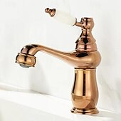 お買い得  浴室・洗面台用水栓金具-バスルームのシンクの蛇口 - 滝状吐水タイプ 電気メッキ センターセット シングルハンドルつの穴Bath Taps