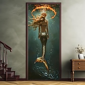 abordables Bannières de Garage et de Porte-sirène halo porte couvre décoration murale porte tapisserie porte rideau décoration toile de fond porte bannière amovible pour porte d'entrée intérieur extérieur maison chambre décoration ferme décor