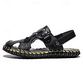 cheap Casual Sandals-Men&#039;s Brown Leather Sandals with Adjustable Strap and Stylish Stitching – Comfortable and Durable for Casual Outings, Beach and Everyday Wear