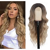 economico Parrucche trendy sintetiche-parrucche nere per le donne parrucche di capelli ricci ondulati lunghi da 18 pollici con frangia parrucche sintetiche di ricambio parrucca in fibra resistente al calore costume da festa