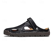 economico sandali da esterno-sandali da uomo - finitura in similpelle traforata, alla moda, per passeggiate informali e incontri del fine settimana