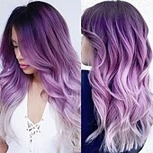 economico Parrucche trendy sintetiche-parrucche lunghe ricce ondulate rosso rosa per le donne parrucca cosplay di Halloween per feste quotidiane sintetiche naturali con parte centrale con berretto per parrucca da 21 pollici