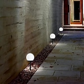 preiswerte Bodenlichter-3 Stück Solar-Gartenlicht, kleines weißes Kugellicht, rundes Kugellicht, LED-Außendekoration, Landschaftsgarten, Villa, Rasenlicht, Bodensteckerlicht, wasserdicht
