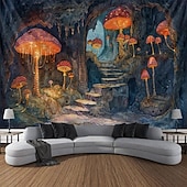 billige Trippy billedvev-sopp trehus hengende billedvev veggkunst stor billedvev veggmaleri dekor fotografi bakteppe teppe gardin hjem soverom stue dekorasjon
