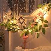 economico Striscie luci a batteria-elegante festa di ricevimento di nozze 2m-20leds lanterna di fiori simulati luce di stringa fata per natale matrimonio festival cortile interno ed esterno giardino balcone luce decorativa