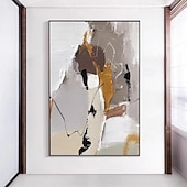 preiswerte Abstrakte Gemälde-strukturierte handgemalte Leinwand gewickelt Ölgemälde Wandkunst orange weiß schwarz abstrakte Leinwand Malerei modernes Kunstwerk Öl Hand Malerei Home Interior Rahmen fertig zum Aufhängen