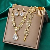 preiswerte Schmucksets-Schmuckset 5 Stück Strass Aleación Haken Ohrringe Halsketten Armbänder Damen Elegant Modisch Zierlich Geometrisch Geometrische Form Schmuck-Set Für Hochzeit Party Jahrestag