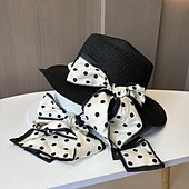 economico Cappelli per feste-berretto Copricapo Acrilico / cotone Paglia Cappelli da pescatore Cappello di paglia Cappello da sole Informale Per eventi Elegante Retrò Con Perle false Nastri Copricapo Copricapo