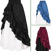 economico Fondi-Punk &amp; Gotico Medievale Rinascimento Gonna Costume Cosplay Gonna lunga Fiera del Ren Tinta unita Per donna Celtico Costumi da pirata Fantasia Halloween Carnevale Mascherata Carnevale Casual Quotidiano