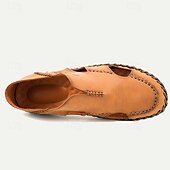 billiga Utomhussandaler-herrsandaler i läder som andas casual loafers – handgjorda sömmar sommarsandaler med öppen tå för utomhuskomfort