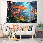 baratos tapeçarias de trippy-Trippy floresta cogumelos pendurado tapeçaria arte da parede grande tapeçaria mural decoração fotografia pano de fundo cobertor cortina casa quarto sala de estar decoração