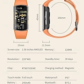 お買い得  スマートブレスレット-696 H28 スマートウォッチ 1.58 インチ スマートブレスレット ブルートゥース ECG + PPG 歩数計 着信通知 と互換性があります Android iOS 女性 男性 ハンドフリーコール メッセージ受信通知 IP 67 25mmウォッチケース