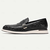ieftine Mocasini din piele premium-mocasini barbati piele negru maro model crocodil catarama metalica