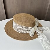 economico Cappelli per feste-berretto Copricapo Acrilico / cotone Paglia Cappello a bombetta / cloche Cappelli da pescatore Cappello di paglia Informale Per eventi Elegante Retrò Con Fiocco Colore Puro Copricapo Copricapo