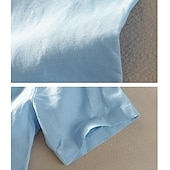 economico Casual da lavoro-Per uomo Camicia Camicia di lino Camicia casual Camicia di cotone Semplice Vacanza Streetwear Bianco Azzurro cielo Verde militare Blu scuro Manica Corta Collo ripiegato Estate Abbigliamento Bottonato