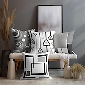 abordables style géométrique-Housse de coussin décorative à motif géométrique bleu, taie d&#039;oreiller carrée douce, pour chambre à coucher, salon, canapé, chaise, 4 pièces