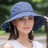 abordables refrigeración calefacción-Sombrero de paja de ala ancha para mujer, sombrero de playa flexible con lazo, sombrero de verano con protección UV, visera plegable para viajes al aire libre