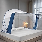 abordables Ciels de lit et rideaux-Moustiquaire pliable de 47 pouces de hauteur, filets ménagers ouverts et fermés en une seconde, moustiquaire grand espace pour dormir au lit avec installation gratuite