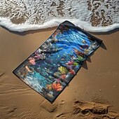 お買い得  ビーチタオルセット-ビーチタオル 夏用ビーチブランケット アンダーウォーターワールドシリーズ 3Dプリント 100%マイクロファイバー 通気性の良い快適なブランケット