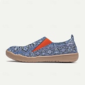 cheap Women&#039;s Sneakers-Women&#039;s Sneakers Flats Slip-Ons Print Shoes Slip-on Sneakers Daily Vacation Travel Floral National Totem Flat Heel Bohemia Vacation Casual Walking Canvas Loafer Yellow Red Blue