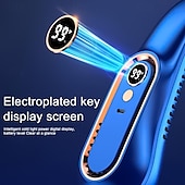 olcso Ventilátorok-Digitális Kijelzőjű Nyak Ventilátor – Hordozható 5-sebességű USB Újratölthető Légkondicionáló Kültéri Használatra