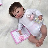 billiga Dockor-18 tum Reborn-dockor Baby- och småbarnsleksak Återfödd toddlerdocka Docka Återfödd bebisdocka Spädbarn Återfödd bebisdocka Nyfödd levande Gåva Handgjord Ogiftig 3/4 silikonlimmer och bomullsfylld