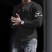 billiga Djur-Herr Grafisk Cowboy Henleytröja Långärmad 3D-tryck Mode Dagligen Ledigt Ledigt Helgdag Utekväll Vår &amp; Höst Svart Vit Gul Grå Henley Henley T-shirt