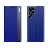 economico Cover Samsung-Custodia per telefono per Samsung Galaxy S24 S23 S22 S21 Ultra Plus A72 S25 Ultra Custodia a corpo intero Auto Sleep  Wake Up Flip magnetico con supporto di colore solido TPU PU