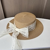 economico Cappelli per feste-berretto Copricapo Acrilico / cotone Paglia Cappello a bombetta / cloche Cappelli da pescatore Cappello di paglia Informale Per eventi Elegante Retrò Con Fiocco Colore Puro Copricapo Copricapo