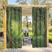 economico Tende impermeabili-tende da esterno tenda impermeabile antivento e resistente alle intemperie per patio, capanna, veranda, pergola e gazebo, telo superiore con occhiello, paesaggio forestale a 2 pannelli