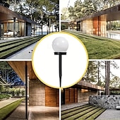 preiswerte Bodenlichter-3 Stück Solar-Gartenlicht, kleines weißes Kugellicht, rundes Kugellicht, LED-Außendekoration, Landschaftsgarten, Villa, Rasenlicht, Bodensteckerlicht, wasserdicht