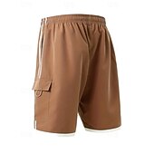 baratos Clássico-Homens Bermuda Cargo Calção Com Cordão Cintura elástica Bolso multi Bloco de cor Vestível Curto Ao ar livre Diário Para Noite Moda Clássico Preto Cáqui