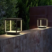 baratos Post Light-Lâmpada de coluna luminárias de poste exterior à prova d'água, luzes de pilar ao ar livre, luzes de pilar quadrado ip65 luminárias de poste de vidro de alumínio à prova d'água ao ar livre luzes de
