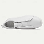levne Pánské tenisky-pánské bílé kožené slip-on tenisky – minimalistický design s pohodlnou podrážkou pro běžné nošení