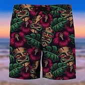 baratos Retro Vintage &amp; Ética-Homens Árvore Máscara Cultura indiana Calção Justo de Natação Shorts de Natação Bermuda de Surf Cintura Média Moda Roupa de rua Designer Casual Diário Feriado Bolsos Com Cordão Cintura elástica