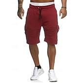 cheap Sweat Shorts-Men&#039;s Cargo Shorts Sweat Shorts Shorts Bermuda shorts Elastic Waist Multi Pocket Pleats Plain Comfort Sports Knee Length Outdoor Daily Fashion Streetwear Black White Micro-elastic